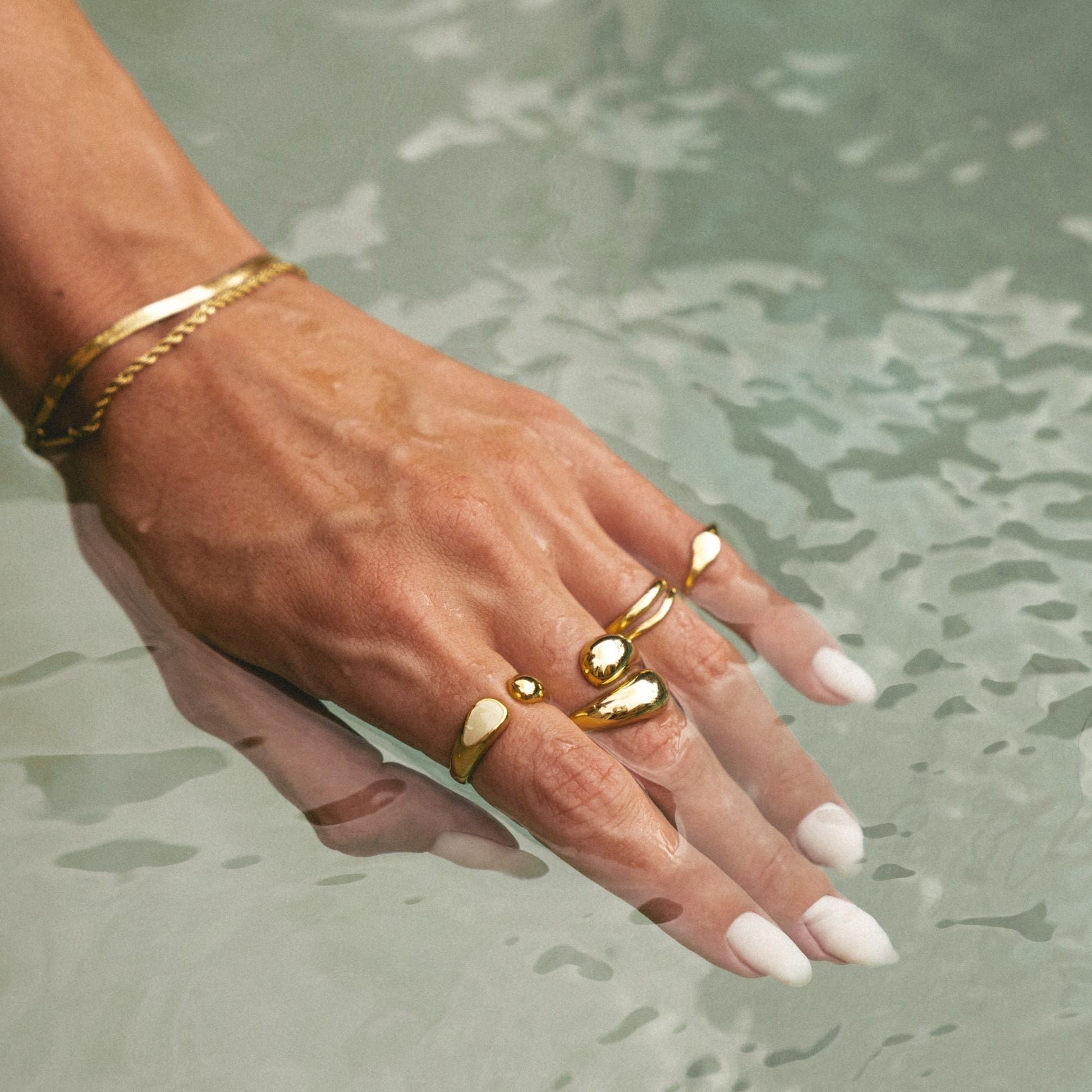 Double Twist Ring - waterproof ocean
