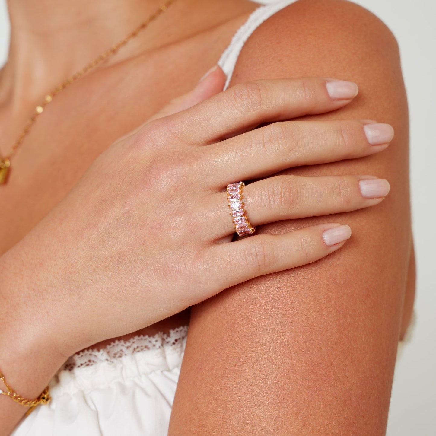 Birthstone Eternity Ring - pink