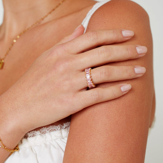 Birthstone Eternity Ring - pink