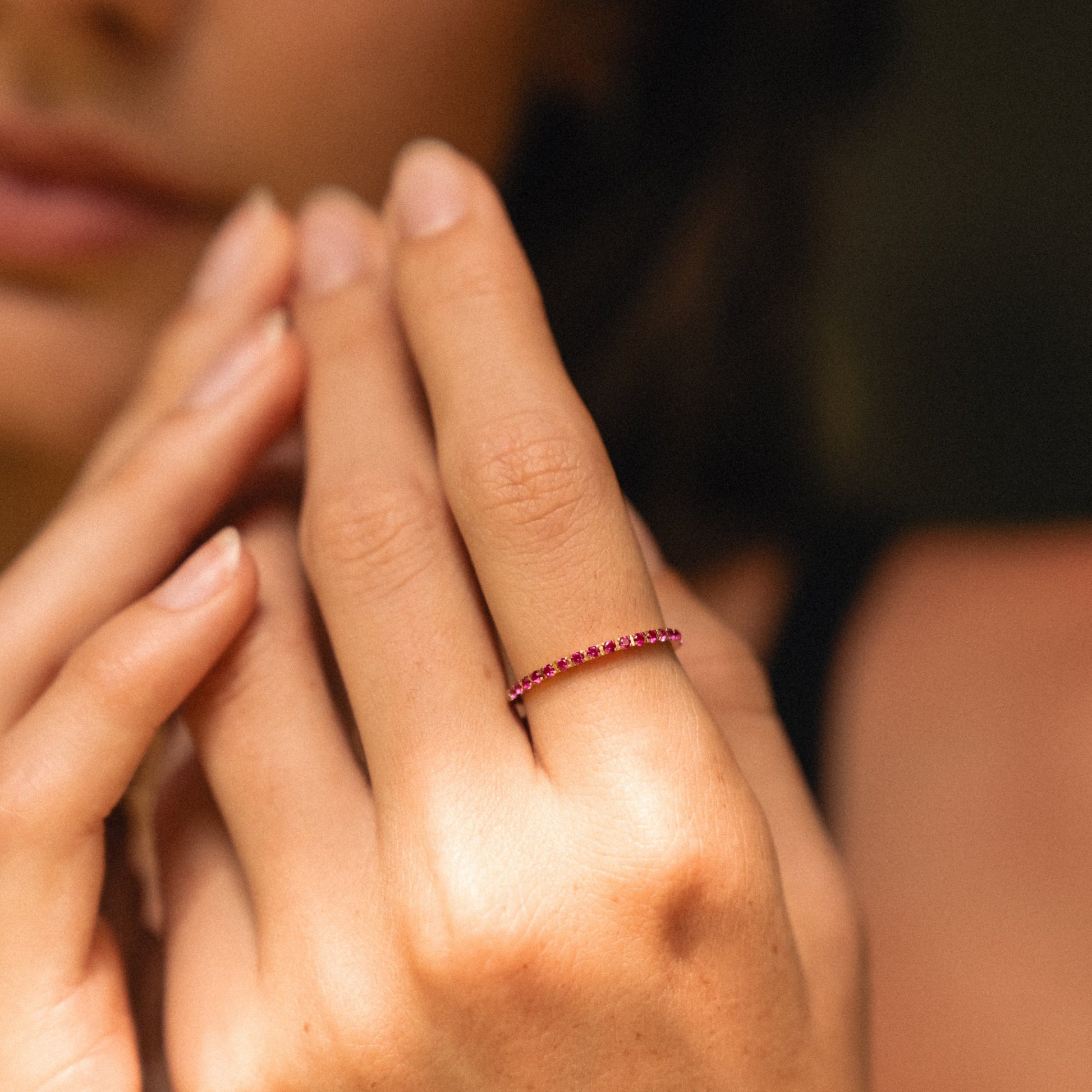 Bordeaux Thin Ring worn detail