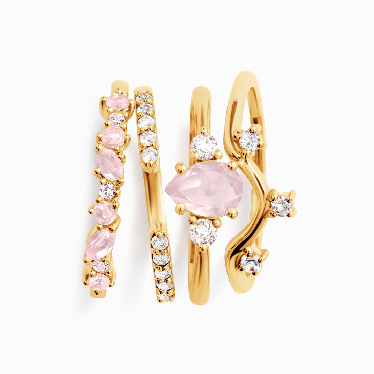 Rose Quartz Essential Starter Set - yellow gold