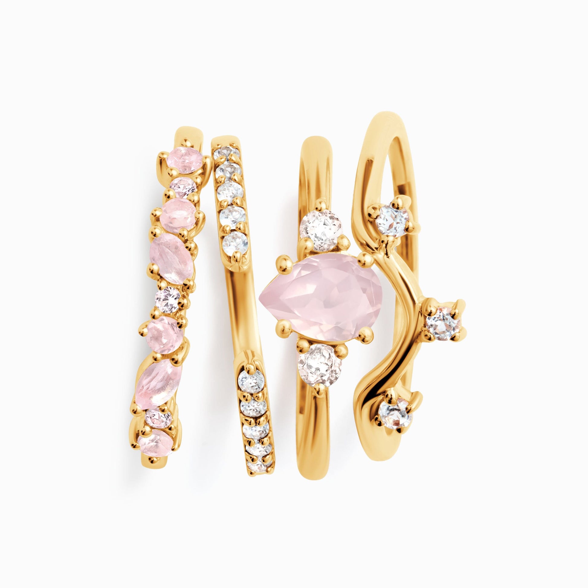 Rose Quartz Essential Starter Set - yellow gold