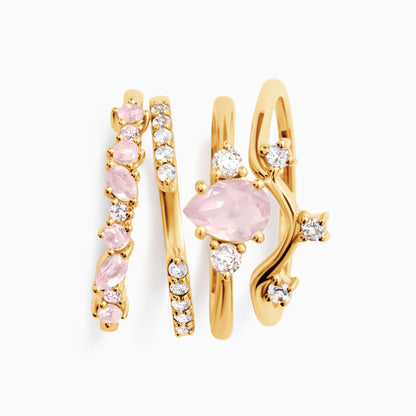 Rose Quartz Essential Starter Set - yellow gold