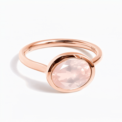 Rose Quartz Skin-Touch & Twinkling & Waves Rings - rose gold detail