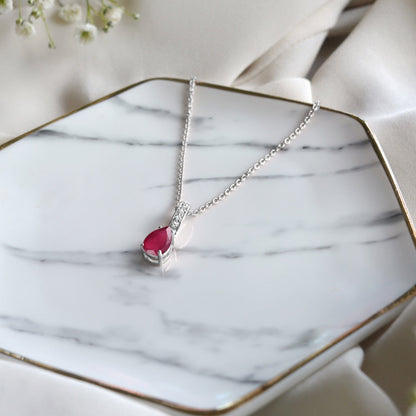 Fine Ruby Lab Diamond Necklace Sway - July Birthstone