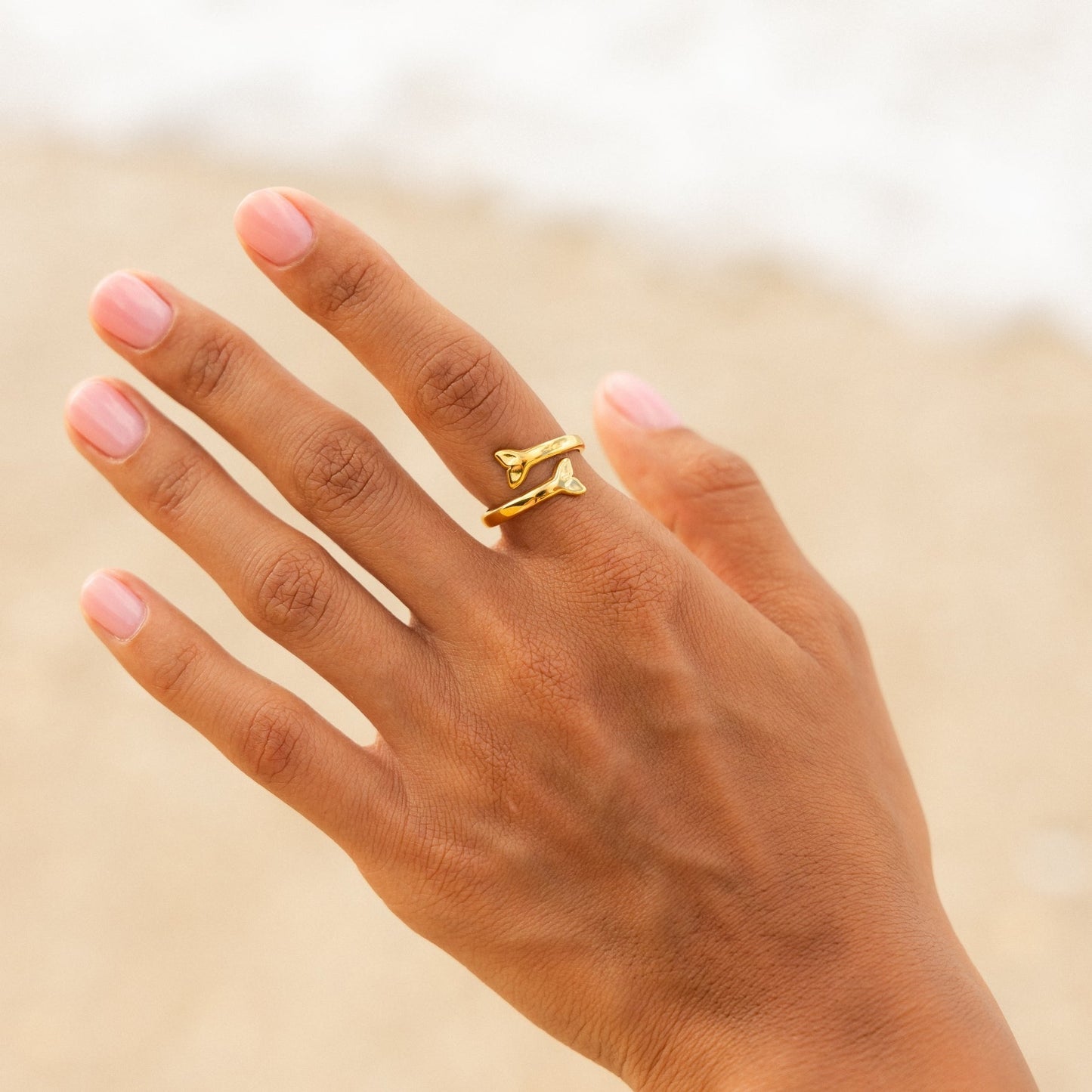 Whale Tail Ring - sea-life-gold-ring
