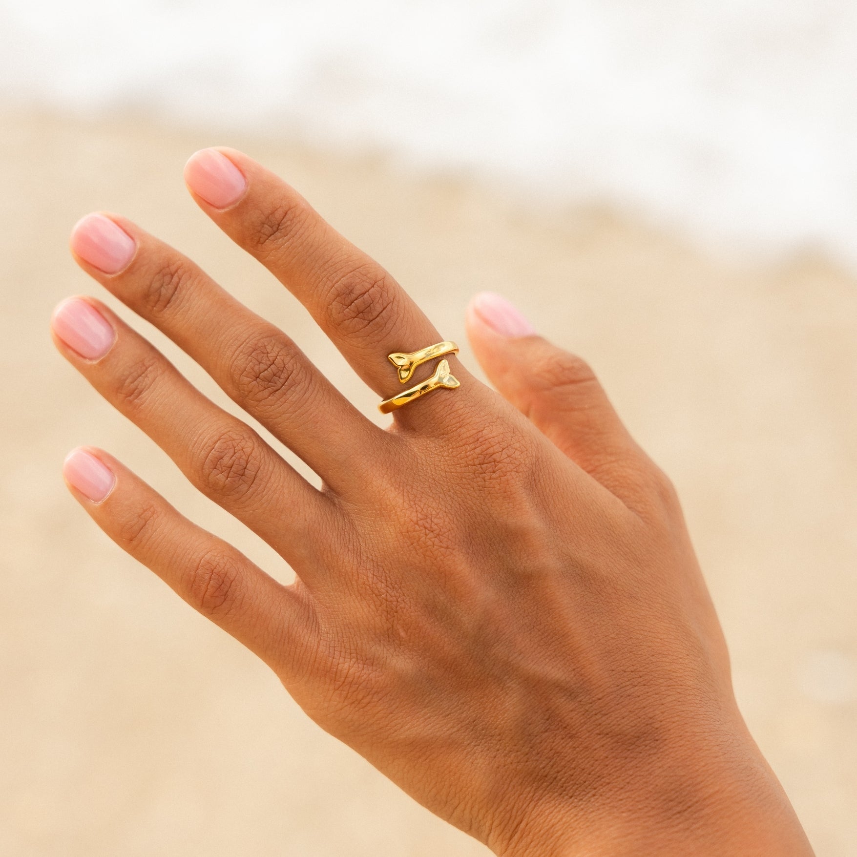 Whale Tail Ring - sea-life-gold-ring
