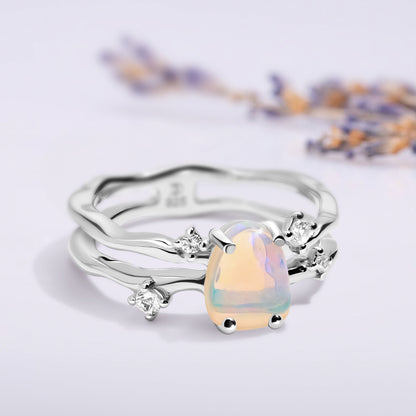 Opal Ring - Flow, sterling silver on hand