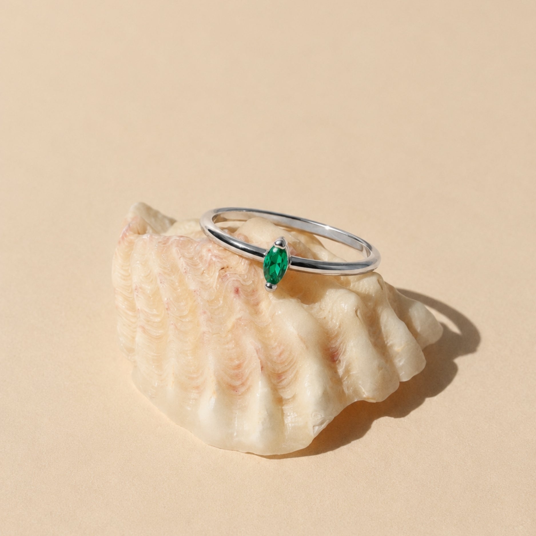 Dainty Emerald Ring - silver-emerald-ring-dainty-2