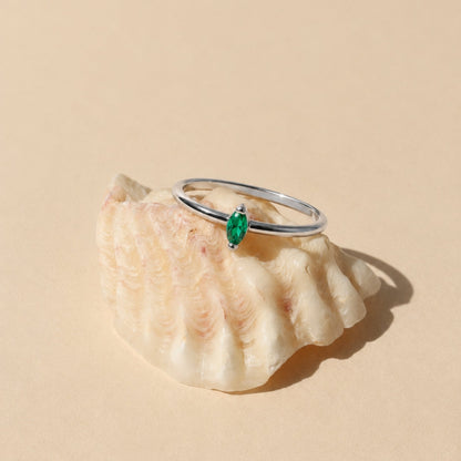 Dainty Emerald Ring - silver-emerald-ring-dainty-2