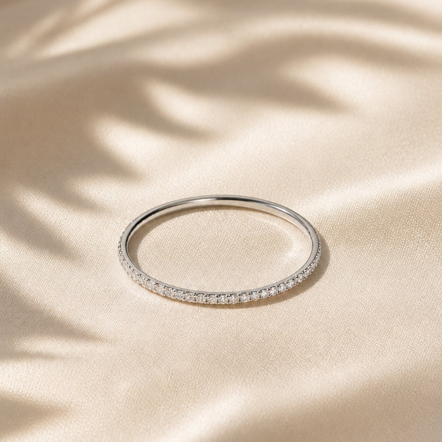 Glimmer Ring - silver on silk