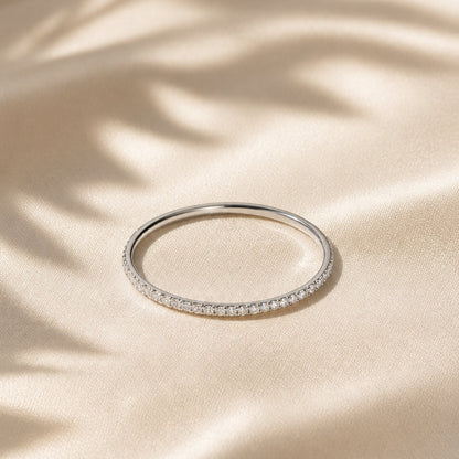 Glimmer Ring - silver on silk