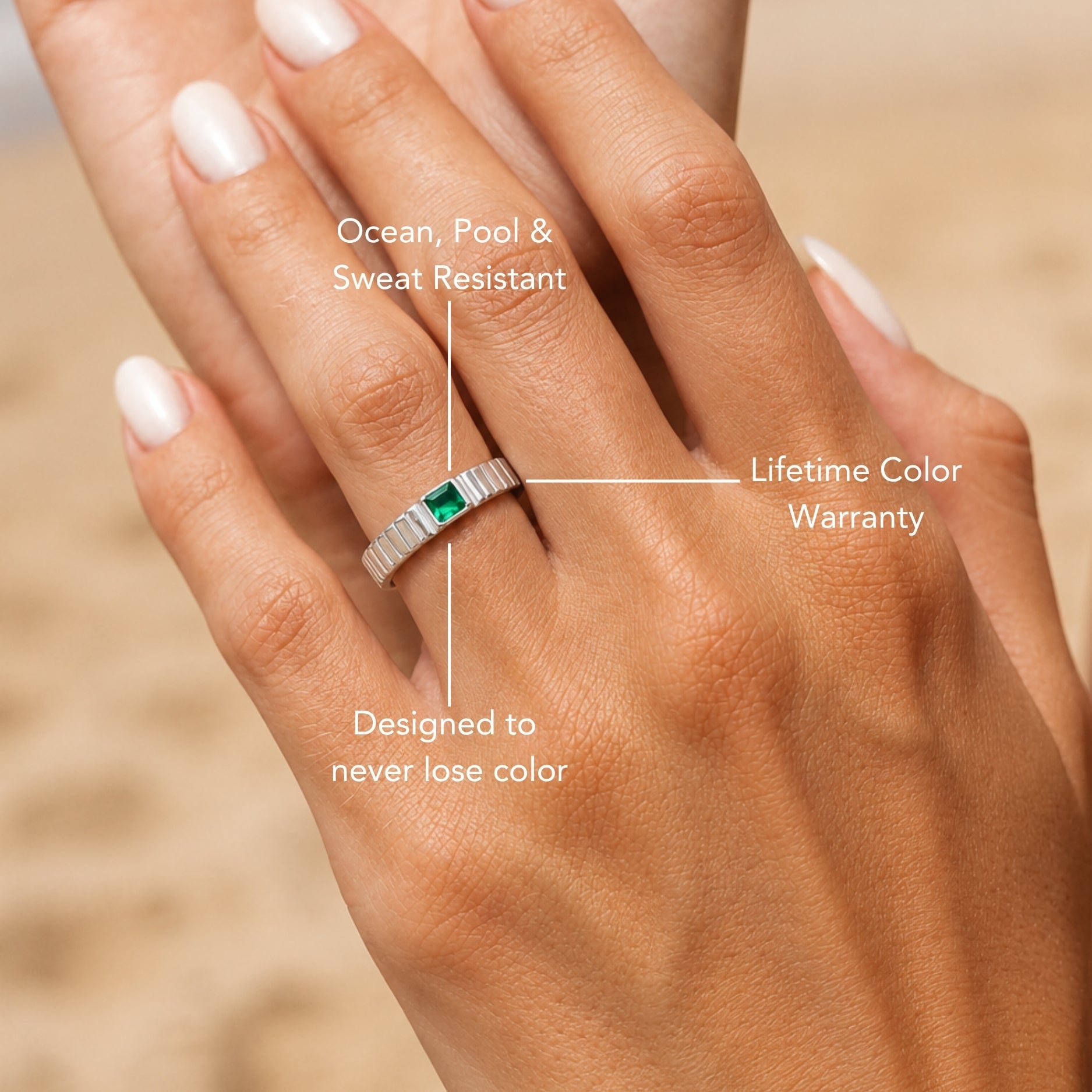 Chunky Emerald Ring - silver-greensplash-ring