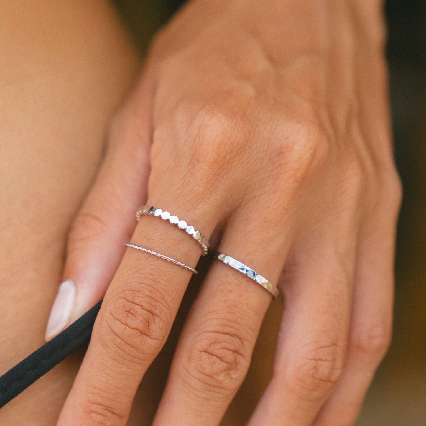 Daily Rings Set silver on hand