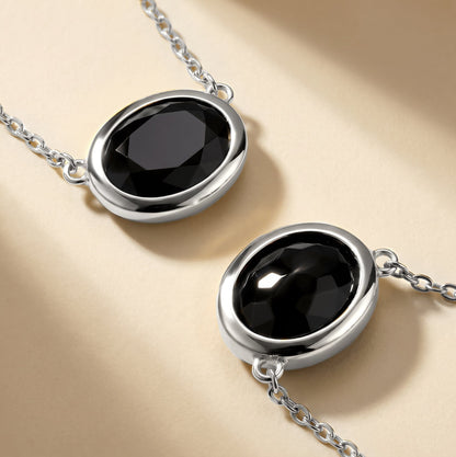 Black Obsidian Necklace - Skin-Touch - white rhodium detail