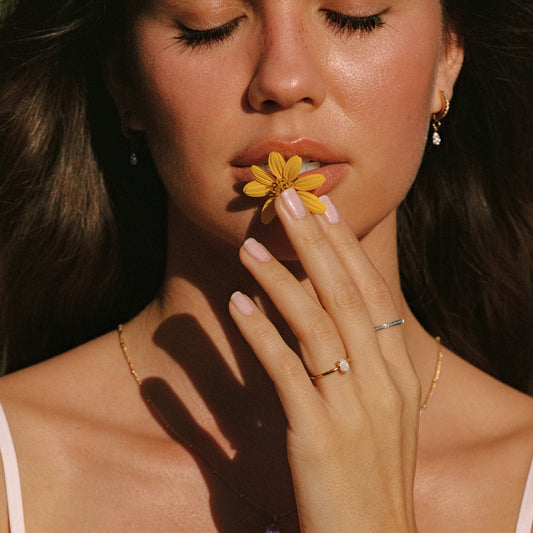 Turquoise Fine Ring - on model