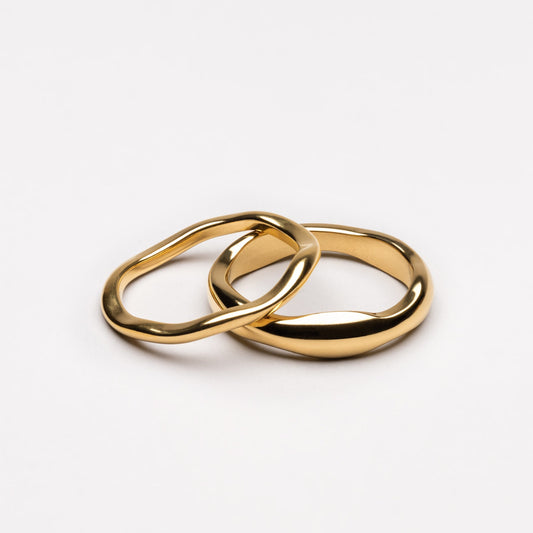 Gemini stackable gold rings set