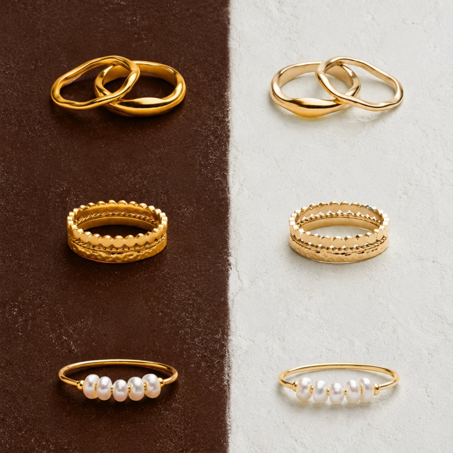Gemini stackable rings colour options