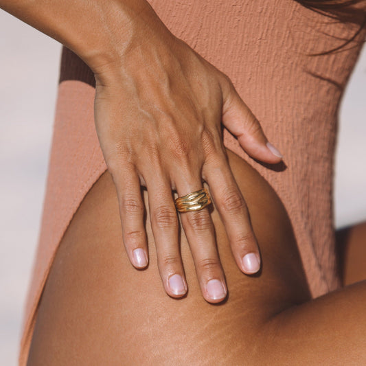 Gaia Statement Ring on hand