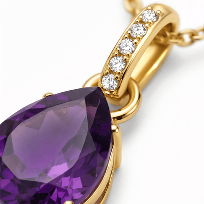 Amethyst Necklace Sway yellow gold close-up