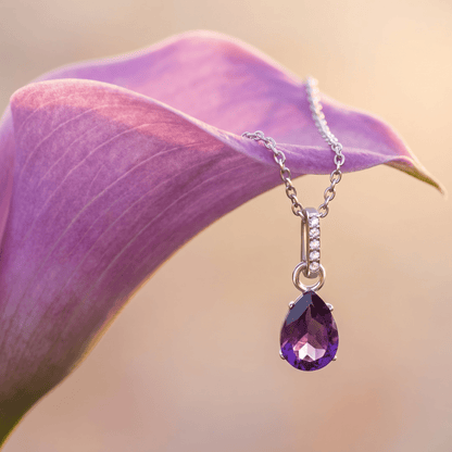 Amethyst Necklace Sway silver on flower
