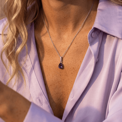 Amethyst Necklace Sway silver on pomegranate