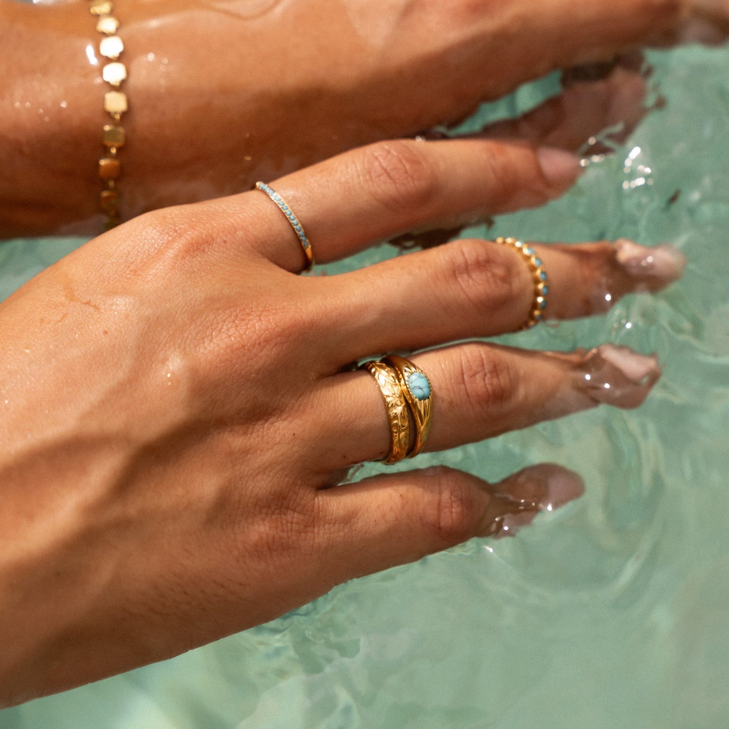 Turquoise Fine Ring - waterproof