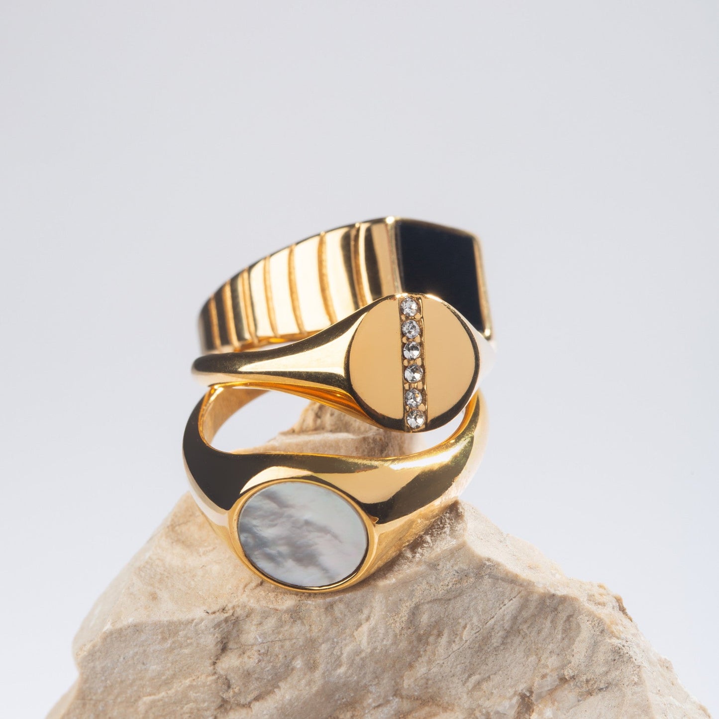 Mother Of Pearl Ring - gold stack